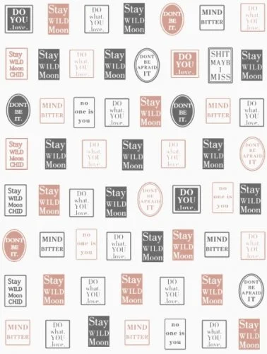 Nagelsticker - Aufkleber selbstklebend - Nail Sticker - rosegold schwarz Oval Wörter